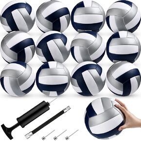 Meooeck 12 Pcs Volleyballs Official Size 5 Volley Balls Bulk Practice Volleyballs Indoor Outdoor Soft Recreational Volleyball with Pump for Beginner Teen for Gym Training Beach Pool
