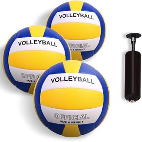 Official Size 5 Volleyball Indoor Outdoor Volleyball Ball for Game Gym Training Beach Play Lightweight Soft Touch 3 Pack Volleyballs