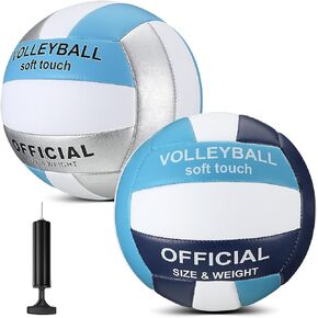 2 Pack Volleyball Official Size 5 for Indoor Outdoor, Waterproof Soft Volleyball Beach Sand Volleyball with Pump for Beginner Teenager Adult Beach Game Gym