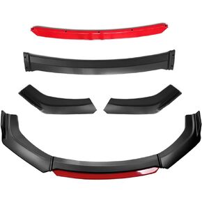 OTOEZ Universal Front Bumper Lip Spoiler Front Lip Protector Chin Spoiler متوافق مع Honda Civic Accord HR-V Toyota شيفروليه Ford Hyundai VW BMW Ford Mazda Tesla (أسود مطفي + أحمر)