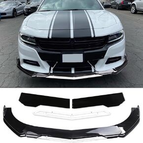 Car Universal Adjustable Front Bumper Lip Chin Spoiler Splitter 4PCS Diffuser Protector Compatible with Honda Civic Accord Toyota Mazda Chevy Silverado Dodge Challenger RT Nissan Altima Ford
