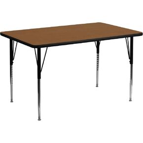 Flash Furniture 24''W x 48''L Rectangular Grey HP Laminate Activity Table - Standard Height Adjustable Legs