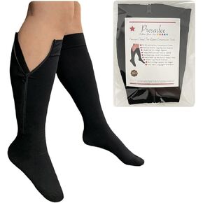 Presadee Premium Closed Toe 20-30 mmHg Firm Compression Zipper Leg Pain Socks (Black, 5X-Large)