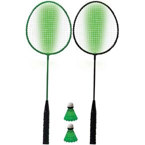 Franklin Sports Badminton Rackets - Glow in the Dark 2 Player Racket Set - Set of 2 Rackets and 2 Birdies - Adult + Kids Badminton Rackets