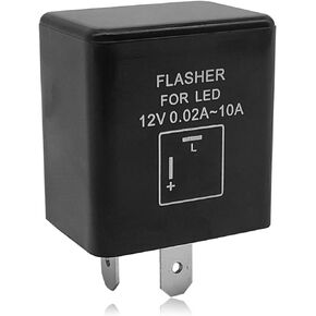 12V 0.02A-10A 2-Pin LED Electronic Flasher Relay for Motorcycle and Cars Turn Signal Light Fast Hyper Flash Direct Replacement- Hyper Flash Fix (1-Pack)