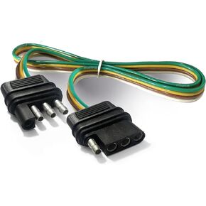 Trailer Wire Extension 4-Way 4 Pin Plug, 4 Wire 4-Flat Connector with Male & Female Plug 18 AWG 37 inch Hitch Light Trailer Wiring Harness Extender