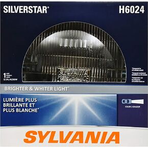 SYLVANIA - H6024 SilverStar Sealed Beam Headlight - High Performance Halogen Headlight Replacement (7 inch Round) PAR56, Brighter Whiter Light for Added Clarity Downroad and Sideroad (Contains 1 Bulb)