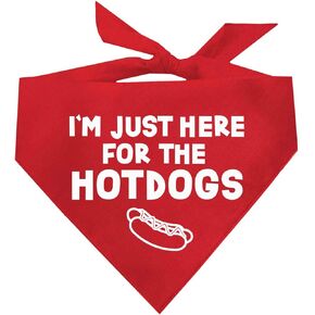 I'm Just Here for The Hot Dogs Fouth of July Dog Bandana (Navy, XS 750)