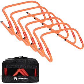 Get Out! Agility Hurdles Training Equipment - 6pk 2 Way Plyometric and Speed Hurdle Set for Soccer and Football