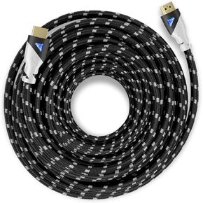 Aurum Ultra 4K HDMI Cable 25 ft Braided High-Speed HDMI Cord Supports TV, Gaming, Ethernet, HDR, ARC, UHD, 3D, HDTV, 10.2 Gbps Compatible with PC, Laptop PS3, PS4, Xbox, Roku, Blue-ray, 1 Pack
