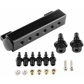 Lotcesfun 6 Port Vacuum Block Intake Manifold Kit aluminumIntake Fuel Wastegate Turbo Boost 1/8NPT for Racing vacuum manifold