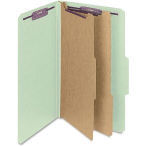 Smead Pressboard Classification File Folder with SafeSHIELD Fasteners, 2 Dividers, 2" Expansion, Legal Size, Gray/Green, 10 per Box (19076)