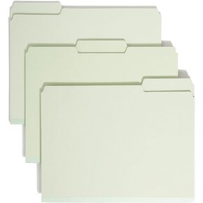 Smead Pressboard File Folder, 1/3-Cut Tab, 2" Expansion, Letter Size, Gray/Green, 25 per Box (13234)