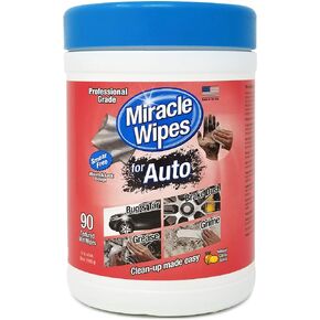 MiracleWipes for Automotive, All Purpose Cleaning Wipes for Hands, Auto Interior, Exterior, Detailing, Removes Grease, Lubricants, Sticky Adhesives, Grime, Dirt, Car Cleaning Supplies - 90 Count
