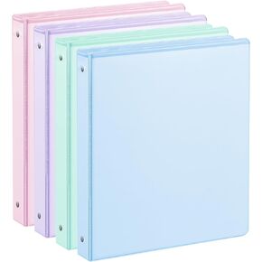 2'' 3-Ring-Binder with Pockets, 450 Sheets Capacity, 2 inch Binders fits 11" x 8.5" US Letter Size, Assorted 4 Pastel Colors - Ideal for School, Office, and Home Use (2 inch)