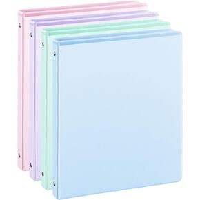 2'' 3-Ring-Binder with Pockets, 450 Sheets Capacity, 2 inch Binders fits 11" x 8.5" US Letter Size, Assorted 4 Pastel Colors - Ideal for School, Office, and Home Use (2 inch)
