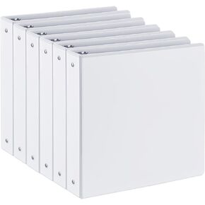 1.5-inch 3 Ring-Binder with 2 Interior Pockets, Premium 1.5''-Binders Holds 325 Sheets US Letter Size 8.5'' x 11'' Paper - Durable, Versatile Binders for Office, Home, and School Use, 6 Pack (White)