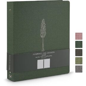 Jumping Fox Design Linen Fabric 3 Ring Binder, 1.5 Inch Binder, for 3 Hole Punch Letter Size Loose Leaf Paper (Letter Size, 3 Round Ring, 1.5", Dusty Pink – Redwood)