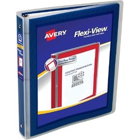 Avery Flexi-View 3 Ring Binder, 1.5 Inch Round Rings, 1 Navy Blue Binder (17638)