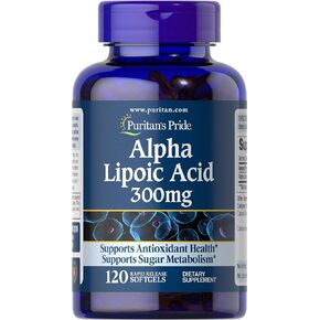 Puritan's Pride Alpha Lipoic Acid Softgel 300mg, Supports Antioxidant Health, 120 ct