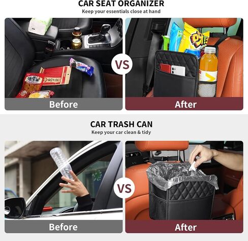 FrgKbTm 2Pack Car Seat Back Hanging Bag Car Document Holder Multi-Pocket Bottle Bag Storage Waterproof Pu Leather Box Organizer Travel Tidy Pouch Pocket Kids in Saudi Arabia
