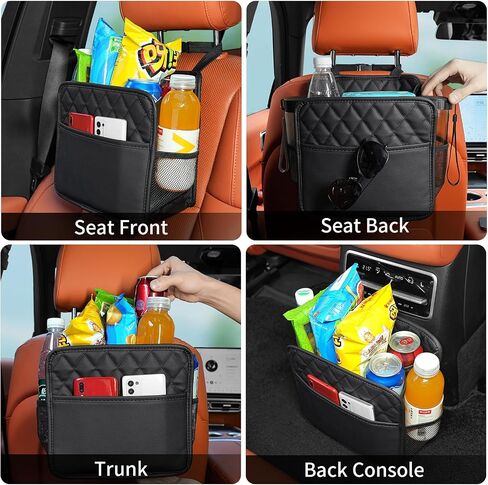 FrgKbTm 2Pack Car Seat Back Hanging Bag Car Document Holder Multi-Pocket Bottle Bag Storage Waterproof Pu Leather Box Organizer Travel Tidy Pouch Pocket Kids in Saudi Arabia