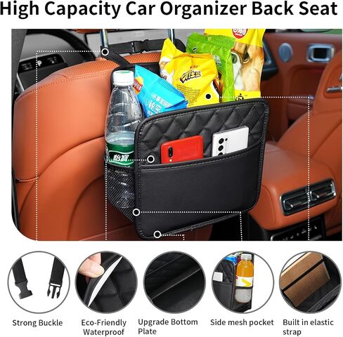 FrgKbTm 2Pack Car Seat Back Hanging Bag Car Document Holder Multi-Pocket Bottle Bag Storage Waterproof Pu Leather Box Organizer Travel Tidy Pouch Pocket Kids in Saudi Arabia