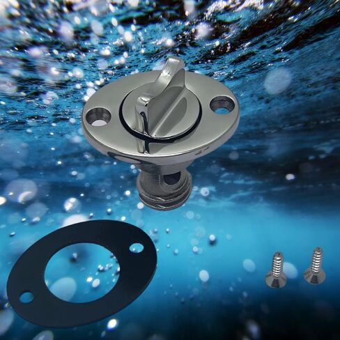 قابس تصريف القارب البيضاوي - 316 من الفولاذ المقاوم للصدأ - قابس ملولب 3/4 بوصة مع تصميم مانع للسقوط - لفتحة 1 بوصة على رافدة القارب، لايفويل، مبرد صندوق الثلج - يتضمن حشوات متينة ومسامير تثبيت - قطعة واحدة in Kuwait