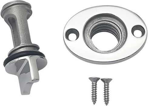 قابس تصريف القارب البيضاوي - 316 من الفولاذ المقاوم للصدأ - قابس ملولب 3/4 بوصة مع تصميم مانع للسقوط - لفتحة 1 بوصة على رافدة القارب، لايفويل، مبرد صندوق الثلج - يتضمن حشوات متينة ومسامير تثبيت - قطعة واحدة in Kuwait