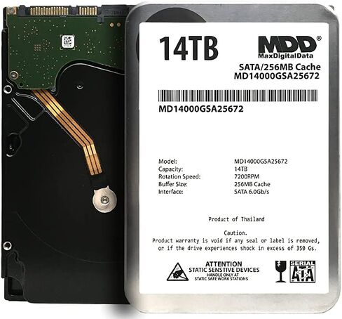 MaxDigitalData (MD14000GSA25672) 14TB 7200RPM SATA 6Gb/s 256MB Cache 3.5inch Internal Desktop Hard Drive - 3 Years Warranty (Renewed) in Saudi Arabia