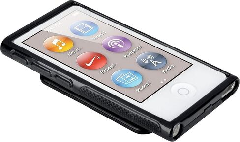 حافظة لجهاز Apple iPod Nano 7، حافظة جلدية ناعمة من جل مطاط TPU بمشبك حزام لجهاز Apple iPod Nano الجيل السابع 7G 7 + غطاء حافظة جلد ناعم شفاف من مادة TPU (أسود) in Saudi Arabia