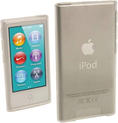 حافظة لجهاز Apple iPod Nano 7، حافظة جلدية ناعمة من جل مطاط TPU بمشبك حزام لجهاز Apple iPod Nano الجيل السابع 7G 7 + غطاء حافظة جلد ناعم شفاف من مادة TPU (أسود) in Saudi Arabia