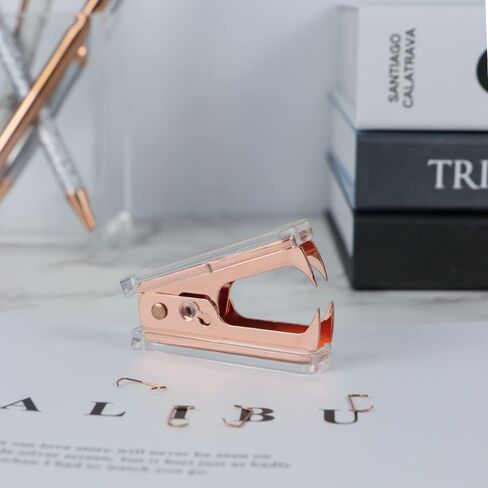 Gold Staple Remover Cute Clear Staples Remover Acrylic Body Steel Jaws Staple Puller Removal Tool for Dress Up Home Office School Desk Accessories Gift (Gold) in Saudi Arabia