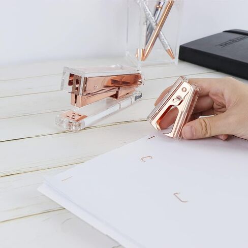 Gold Staple Remover Cute Clear Staples Remover Acrylic Body Steel Jaws Staple Puller Removal Tool for Dress Up Home Office School Desk Accessories Gift (Gold) in Saudi Arabia