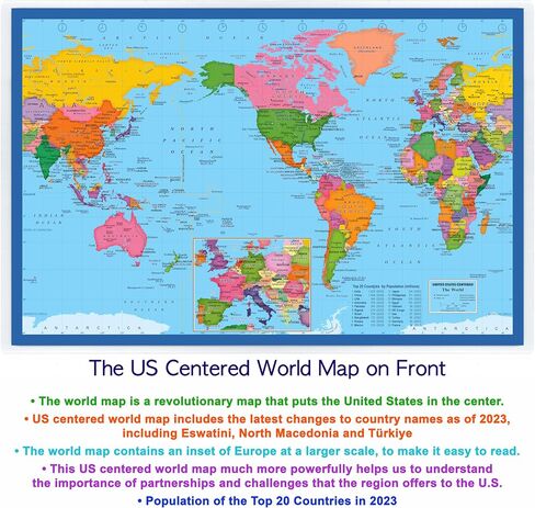 Classic United States USA and World Desk Map, 2-Sided Print, 2-Sided Sealed Lamination, Small Poster Size 11.5 x 17.5 inches (1 Desk Map) in Saudi Arabia