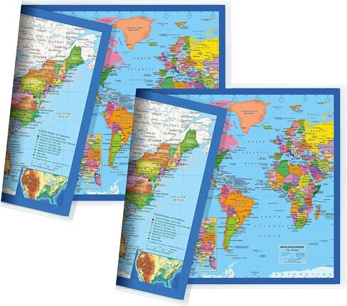 Classic United States USA and World Desk Map, 2-Sided Print, 2-Sided Sealed Lamination, Small Poster Size 11.5 x 17.5 inches (1 Desk Map) in Saudi Arabia