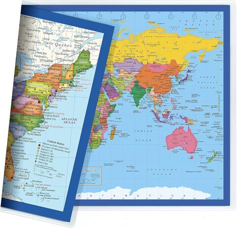 Classic United States USA and World Desk Map, 2-Sided Print, 2-Sided Sealed Lamination, Small Poster Size 11.5 x 17.5 inches (1 Desk Map) in Saudi Arabia