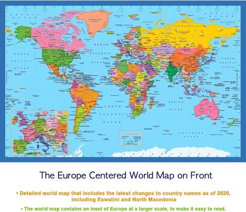 Classic United States USA and World Desk Map, 2-Sided Print, 2-Sided Sealed Lamination, Small Poster Size 11.5 x 17.5 inches (1 Desk Map) in Saudi Arabia