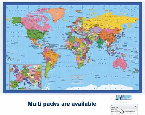 Classic United States USA and World Desk Map, 2-Sided Print, 2-Sided Sealed Lamination, Small Poster Size 11.5 x 17.5 inches (1 Desk Map) in Saudi Arabia
