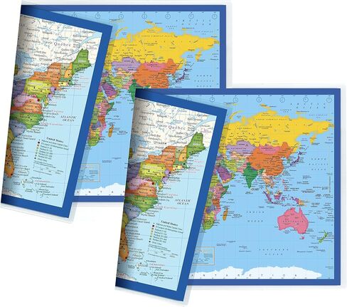 Classic United States USA and World Desk Map, 2-Sided Print, 2-Sided Sealed Lamination, Small Poster Size 11.5 x 17.5 inches (1 Desk Map) in Saudi Arabia