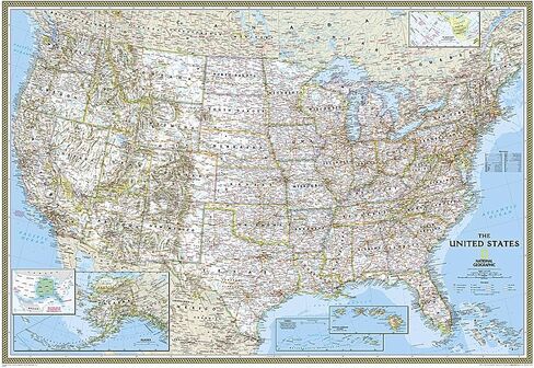 National Geographic United States Classic Enlarged Wall Map - Laminated (69.25 x 48 inches) (National Geographic Reference Map) in Saudi Arabia