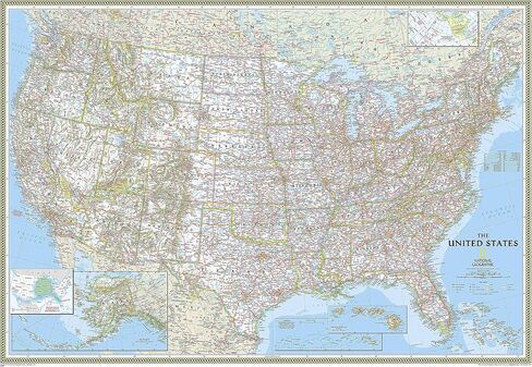 National Geographic United States Classic Enlarged Wall Map - Laminated (69.25 x 48 inches) (National Geographic Reference Map) in Saudi Arabia