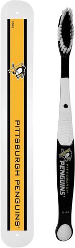Siskiyou Sports NHL Pittsburgh Penguins Solar Powered Travel Toothbrush and Case, White, 7.75 in L x 1.25 in W x 0.75 in D in Saudi Arabia