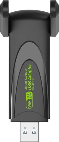 محول USB WiFi، 1300Mbps WiFi USB 3.0 ثنائي النطاق 5G/2.4G هوائيات مزدوجة، محول شبكة لاسلكي لأجهزة الكمبيوتر المحمول المكتبية، يدعم Windows 11/10/8.1/8/7، Mac OS 10.9-10.15 in Kuwait