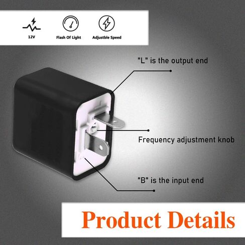 4PCS LED Flasher Relay, 2 Pin Electronic LED Flasher Relay, Motorcycle Indicator Turn Signal Flasher Relay, 2-Pin 12V Speed Adjustable LED Electronic Flasher Relay for Most Cars Motorcycles (Black) in Saudi Arabia