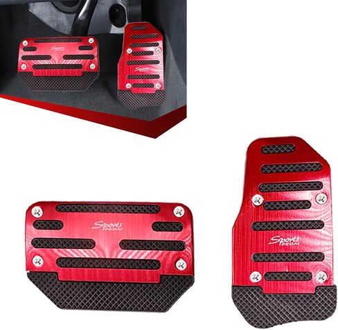 2 PCS Car Non-Slip Pedal Pads Set, Accelerator Pedal Covers, Car Brake Pedal Protectors, Automatic Automobile Accessories, Universal for Most Cars, Trucks and Vans (Red) in Kuwait