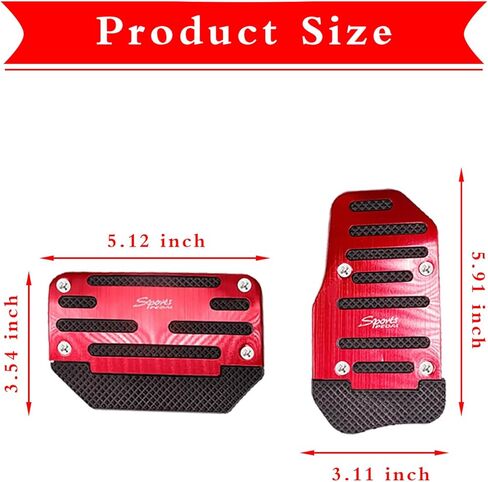 2 PCS Car Non-Slip Pedal Pads Set, Accelerator Pedal Covers, Car Brake Pedal Protectors, Automatic Automobile Accessories, Universal for Most Cars, Trucks and Vans (Red) in Kuwait