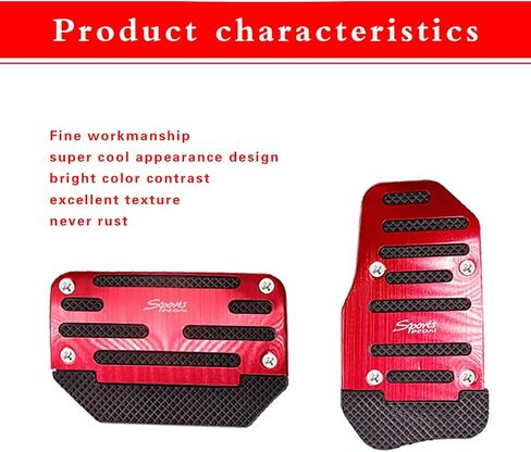 2 PCS Car Non-Slip Pedal Pads Set, Accelerator Pedal Covers, Car Brake Pedal Protectors, Automatic Automobile Accessories, Universal for Most Cars, Trucks and Vans (Red) in Kuwait