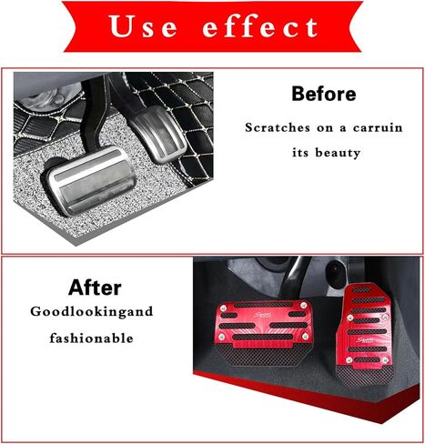 2 PCS Car Non-Slip Pedal Pads Set, Accelerator Pedal Covers, Car Brake Pedal Protectors, Automatic Automobile Accessories, Universal for Most Cars, Trucks and Vans (Red) in Kuwait