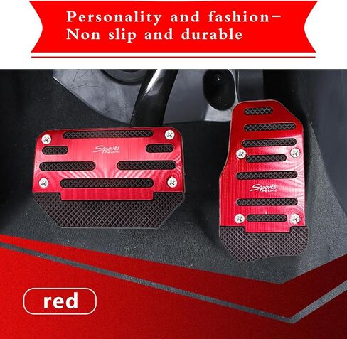 2 PCS Car Non-Slip Pedal Pads Set, Accelerator Pedal Covers, Car Brake Pedal Protectors, Automatic Automobile Accessories, Universal for Most Cars, Trucks and Vans (Red) in Kuwait